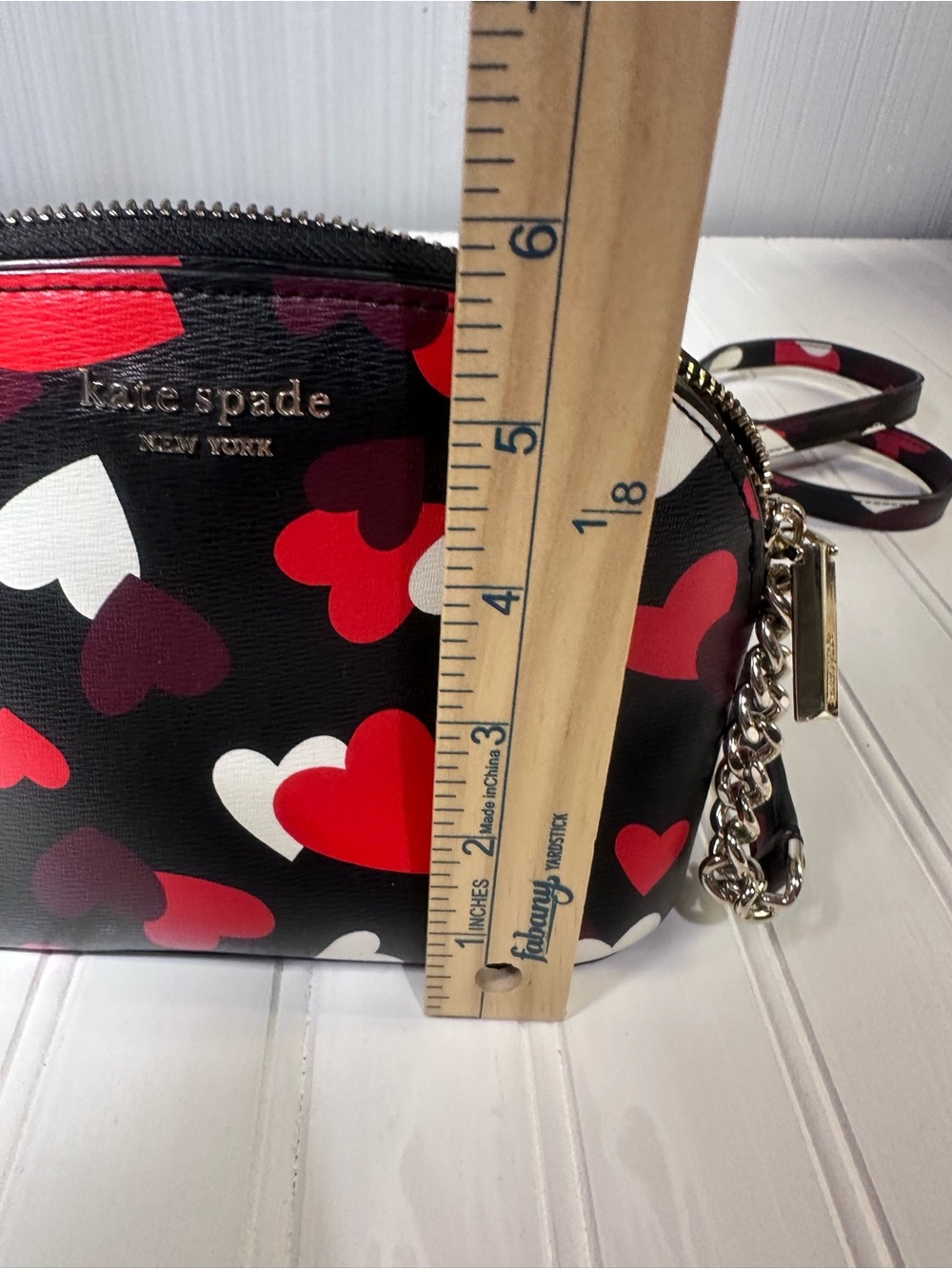Kate Spade Spencer Celebration dome crossbody purse black with hearts - Picture 8 of 11